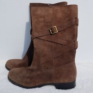Strappy Suede Brown Shelby Boots Ralph Lauren 7.5